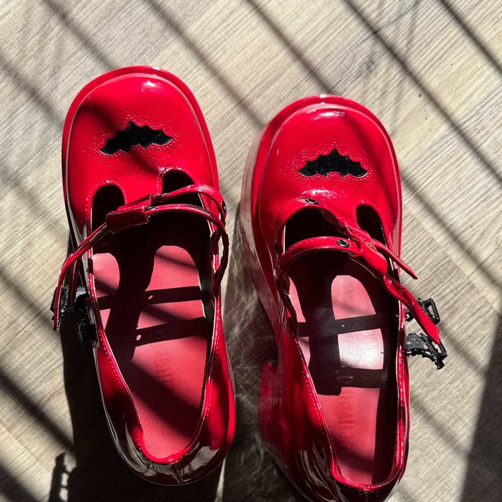 Demonia Red Patent Platform Mary Janes - Picture 5 of 5